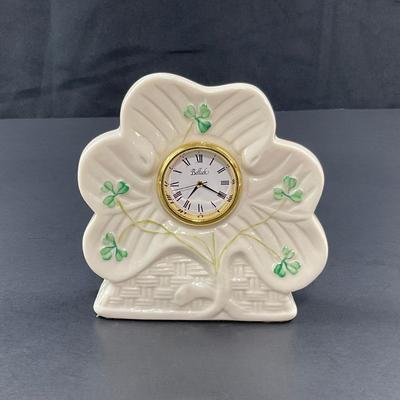 -263- BELLEEK | Irish Blarney Shamrock Clock | 8th Mark
