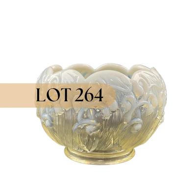 -264- FENTON | Opalescent White Lily Of The Valley Bowl | Marked