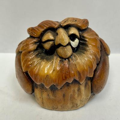 Winking Owl Figurine Beasties of the kingdom John Raya Designs Orlando FL 2.5" tall