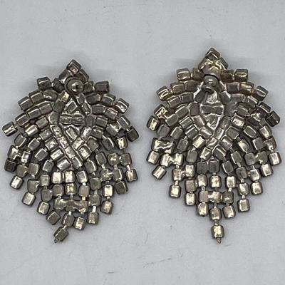 Vintage 1970's Brilliant Rhinestone Waterfall Earrings for pierced ears