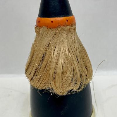 Painted Wood Witch Figurine cone shaped