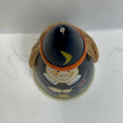 Painted Wood Witch Figurine cone shaped