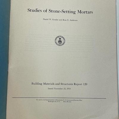 US Dept of Congress Studies Stone Setting Mortars & Effects of Edge Insulation