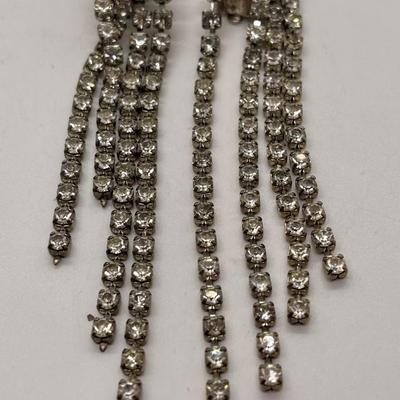 Vintage Rhinestone Dangle Drip Clip-on Earrings