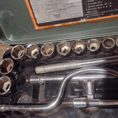Buffalo 1/2" Drive Socket Wrench Set with Metal Storage Box