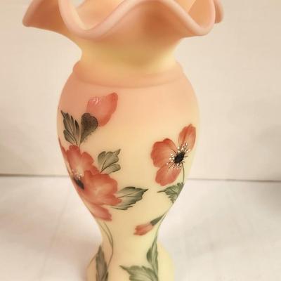Lot #152 Fenton Burmese Bumble Vee Base - Poppies