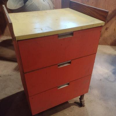 Double Drawer Shop Worktable on Castors