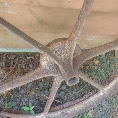 Antique Metal Spoked Wagon Wheel