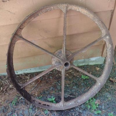 Antique Metal Spoked Wagon Wheel