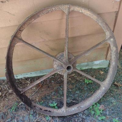 Antique Metal Spoked Wagon Wheel
