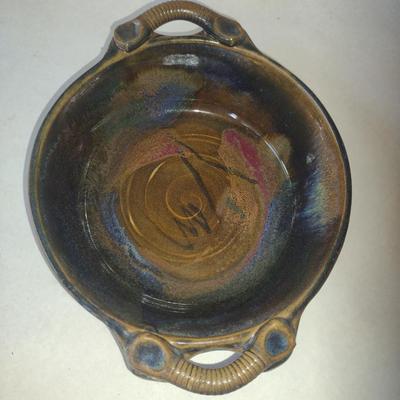 Glazed Pottery Baker- Approx 9 1/2" in Diameter- Signed by Artist