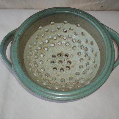 Glazed Pottery Colander- Approx 12" in Diameter