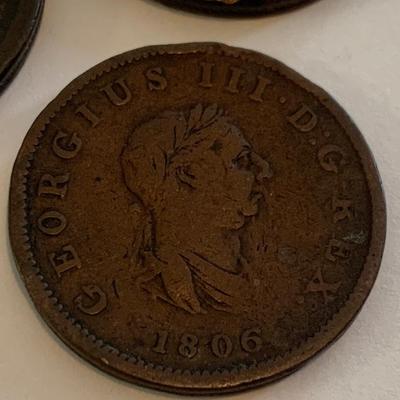 THREE British King George Era Half Pennies Copper 1799 1806 & ?
