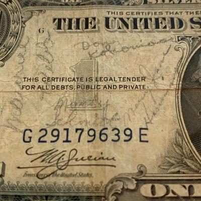 Vintage Currency Lot 1935C Silver Cert & 5 Cent Military Payment Cert