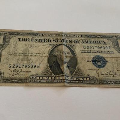 Vintage Currency Lot 1935C Silver Cert & 5 Cent Military Payment Cert
