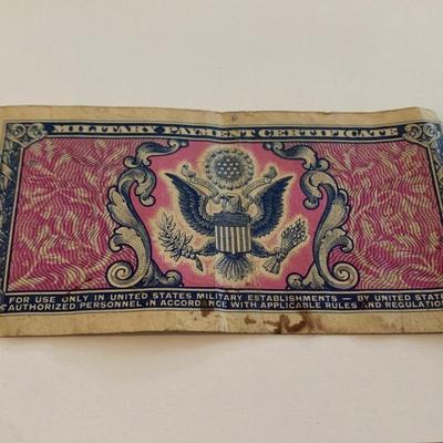 Vintage Currency Lot 1935C Silver Cert & 5 Cent Military Payment Cert