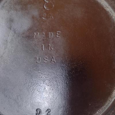Vintage Lodge 8 SK Made in USA Cast Iron Skillet- Approx 10 1/2" in Diameter