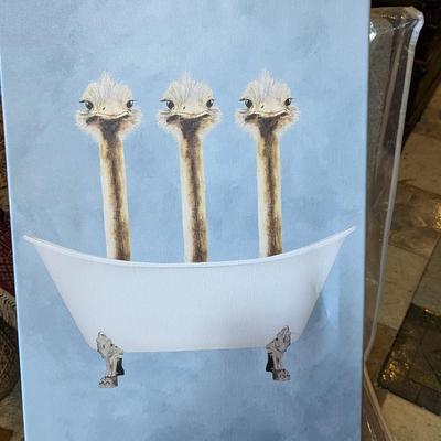 Ostriches In Bathtub On Canvas