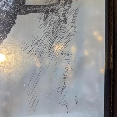 Framed Glass Rooster Art