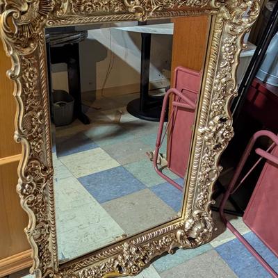 Plastic Gold Framed Beveled Mirror