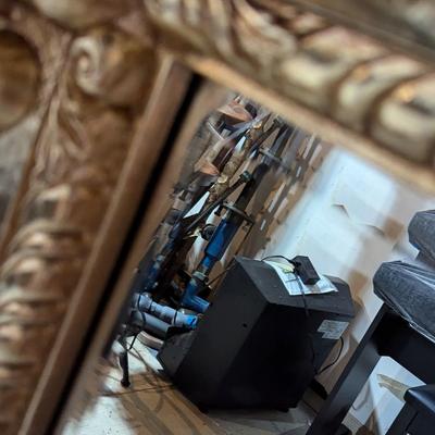 Plastic Gold Framed Beveled Mirror