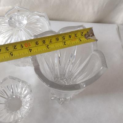 Large Collection of Clear Glass Serve Ware- Bowls, Salt and Pepper Shakers, Vase, etc.