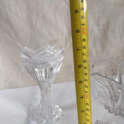 Large Collection of Clear Glass Serve Ware- Bowls, Salt and Pepper Shakers, Vase, etc.