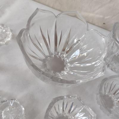 Large Collection of Clear Glass Serve Ware- Bowls, Salt and Pepper Shakers, Vase, etc.