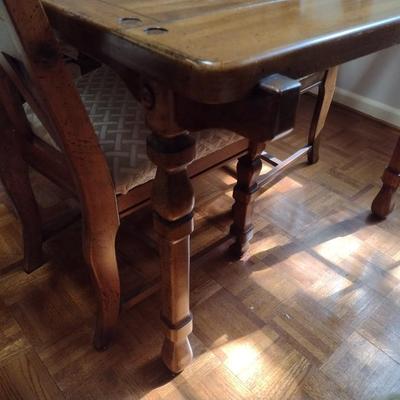 Solid Wood Dining Room Set with Six Chairs and Two Leaves