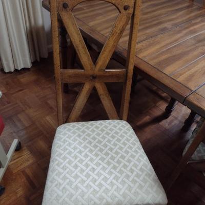 Solid Wood Dining Room Set with Six Chairs and Two Leaves