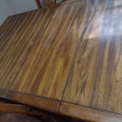 Solid Wood Dining Room Set with Six Chairs and Two Leaves