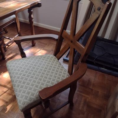 Solid Wood Dining Room Set with Six Chairs and Two Leaves