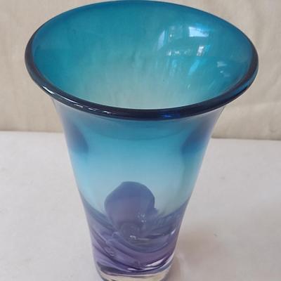 Colorful, Flare Top Art Glass Vase- Approx 7 1/4" Tall