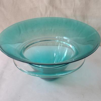 Colorful, Flare Top Art Glass Center Piece Bowl- Approx 12 3/4" in Diameter