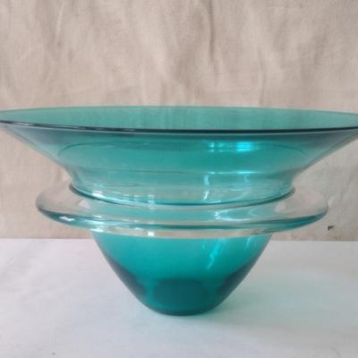 Colorful, Flare Top Art Glass Center Piece Bowl- Approx 12 3/4" in Diameter