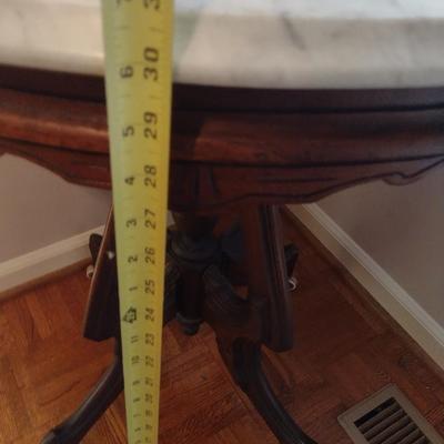 Vintage Eastlake Marble Top Oval Lamp Table