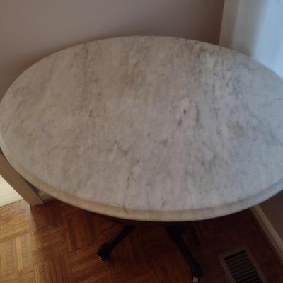 Vintage Eastlake Marble Top Oval Lamp Table