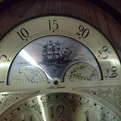 Vintage Seth Thomas Oak Case Grandfather Clock