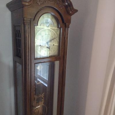 Vintage Seth Thomas Oak Case Grandfather Clock