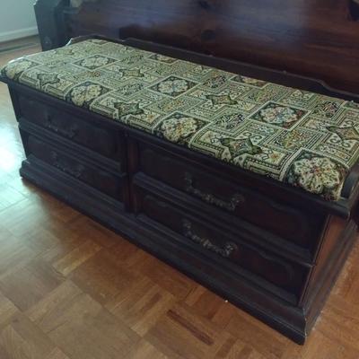Vintage Virginia Maid Walnut Case Upholstered Top Blanket Chest