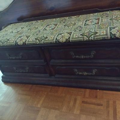 Vintage Virginia Maid Walnut Case Upholstered Top Blanket Chest