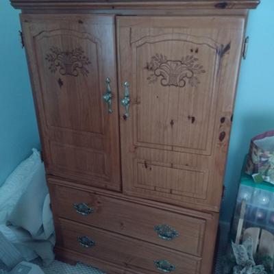 Sale Photo Thumbnail #1339: Quality Solid Wood Knotted Pine Armoire or Media Cabinet