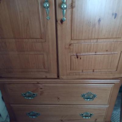 Quality Solid Wood Knotted Pine Armoire or Media Cabinet