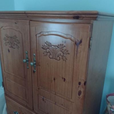 Quality Solid Wood Knotted Pine Armoire or Media Cabinet