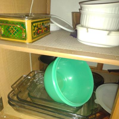 Large Collection of Kitchen Ware- Dinnerware, Bake Ware, Storage Containers, Pots, Pans, etc.