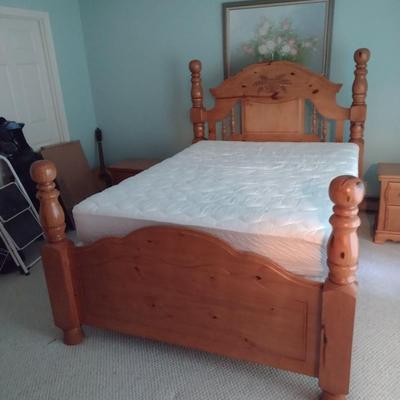 Quality Solid Wood Knotted Pine Bed Frame Headboard, Footboard, and Rails (No mattresses)