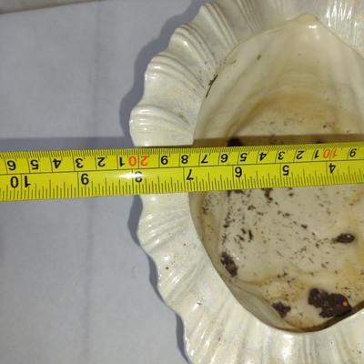 Vintage, Atlantic Mold Two Piece Glazed Ceramic African Violet Pot- Conch Shell Design