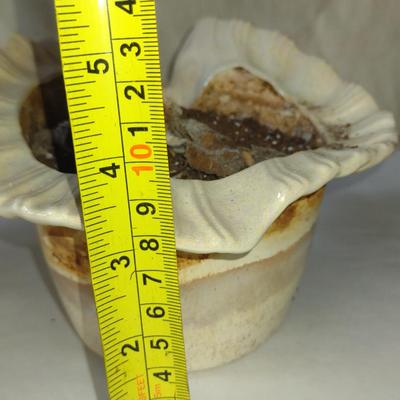 Vintage, Atlantic Mold Two Piece Glazed Ceramic African Violet Pot- Conch Shell Design