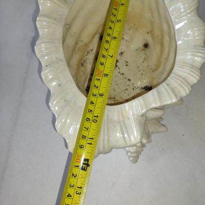 Vintage, Atlantic Mold Two Piece Glazed Ceramic African Violet Pot- Conch Shell Design