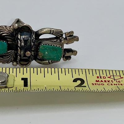 Native American Cherokee Pawn Silver and Turquoise Kachina Ring by John Coers